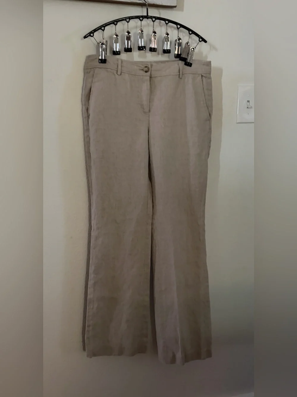 Michael Kors Taupe Boot-Cut Linen-Blend Pants